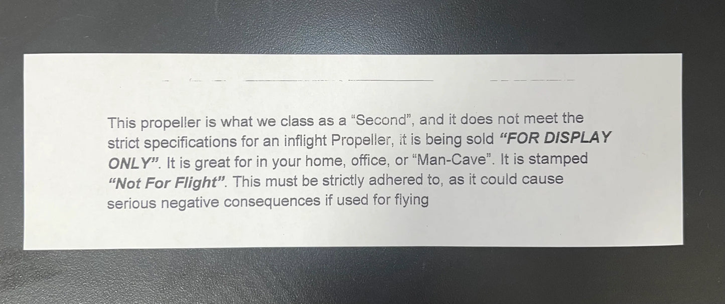 Aviation Propeller for Display and Decor | 37-inch | Made in Canada | Not for Flight