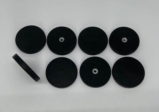 8 Rubber Coated Neodymium Magnets with M4 Female Thread Hole