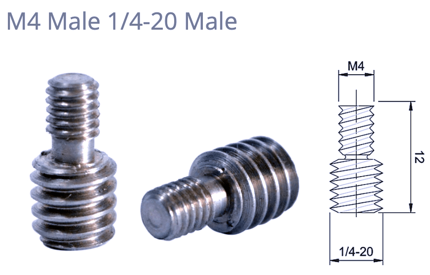 M4 Male to 1/4-20 Male Adapters (10 Pieces)