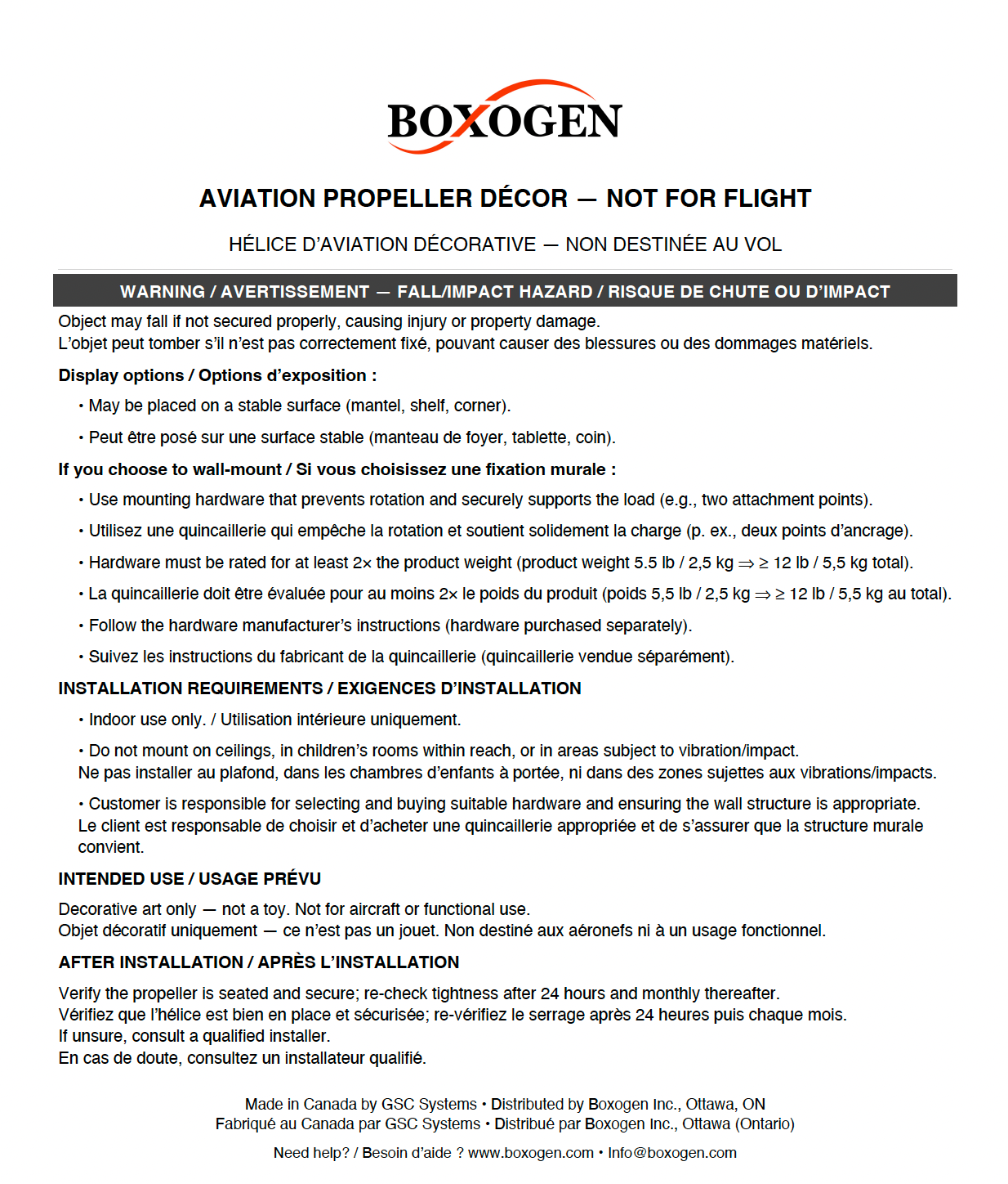 Aviation Propeller Decor — Maple Wood, 62" (Not for Flight)